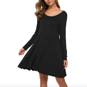 Long Sleeve Backless Swing Dress NWT Sz Md